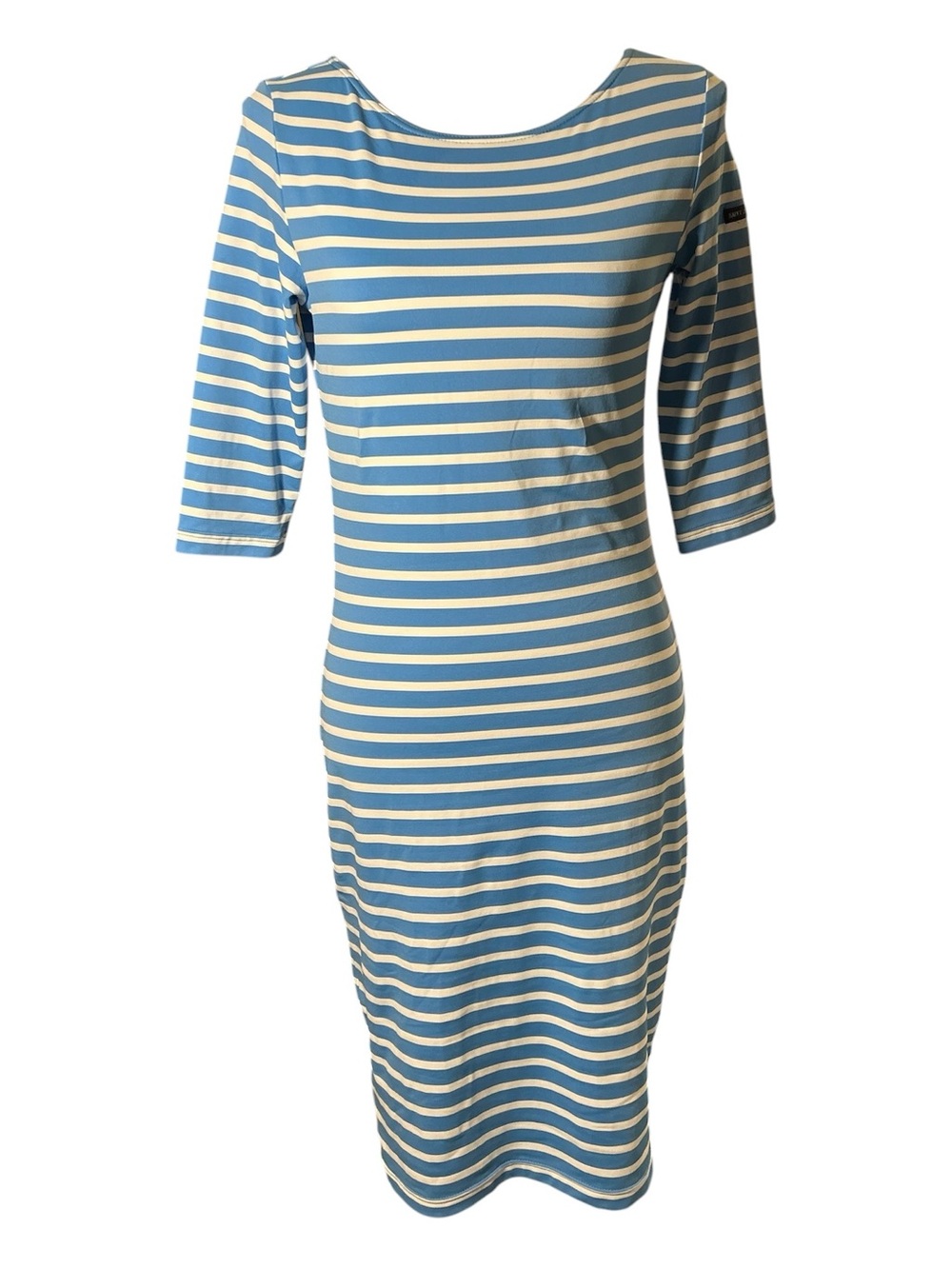 Saint James Propriano UV Fabric Blue and White Striped Midi Dress - Picture 10 of 10